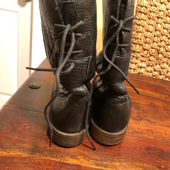 Walk Over Vintage Shoe Womens Boots Leather Pull Mid Calf Western Moto 8.5 - Picture 11 of 11